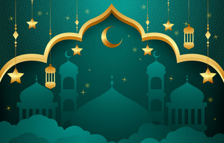 Night Journey Islamic Backgroundのイラスト素材