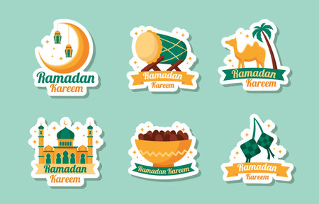 Set of Ramadan Stickerのイラスト素材