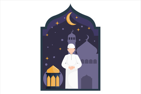 Ramadan Kareem Flat Designのイラスト素材