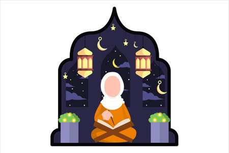 Ramadan Kareem Flat Designのイラスト素材