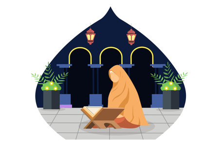 Ramadan Kareem Flat Designのイラスト素材