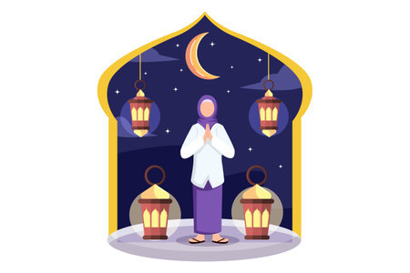 Ramadan Kareem Flat Designのイラスト素材
