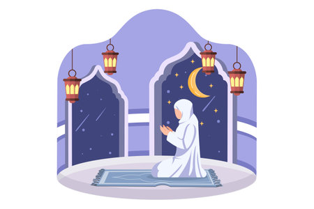 Ramadan Kareem Flat Designのイラスト素材