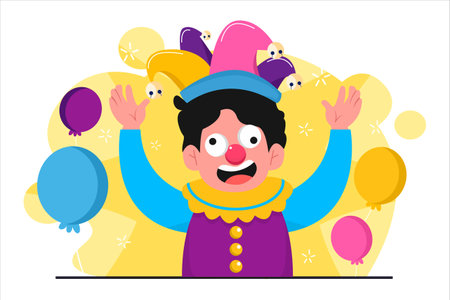 April Fools Silly Face Flat Designのイラスト素材