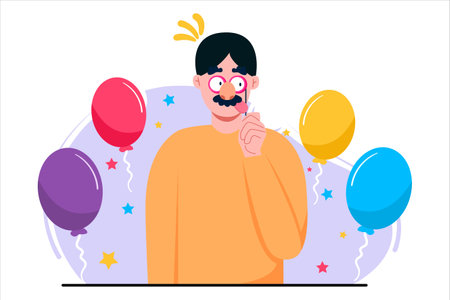 April Fools Silly Face Flat Designのイラスト素材
