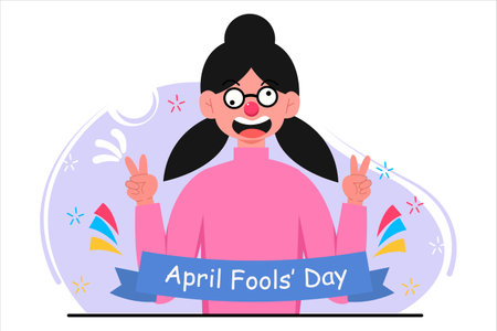 April Fools Silly Face Flat Designのイラスト素材