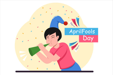 April Fools Surprised Joke Flat Designのイラスト素材