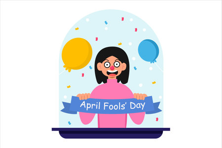 Happy April Fools Day Flat Designのイラスト素材