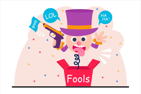 Happy April Fools Flat Designのイラスト素材