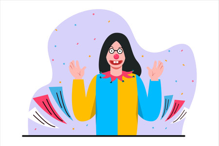 April Fools Silly Face Flat Designのイラスト素材