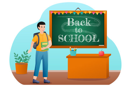 Back to School Flat Design Illustrationのイラスト素材