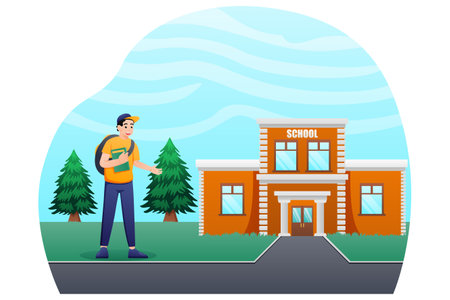 Back to School Flat Design Illustrationのイラスト素材