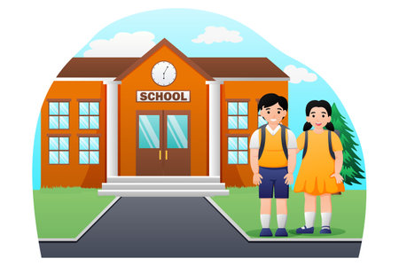 Back to School Flat Design Illustrationのイラスト素材