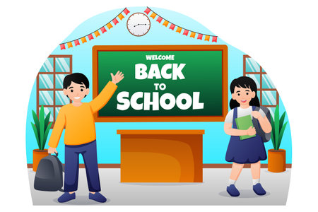 Back to School Flat Design Illustrationのイラスト素材