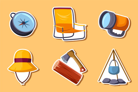 Set Collection of Camping Stickerのイラスト素材