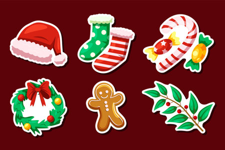 Set Collection of Christmas Holiday Stickerのイラスト素材
