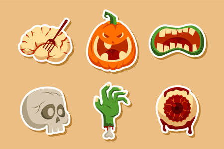 Cartoon Halloween Sticker Set Collectionのイラスト素材