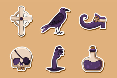 Set Collection of Halloween Stickerのイラスト素材