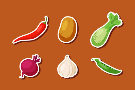 Set Collection of Vegetable Stickerのイラスト素材