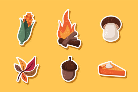 Autumn Sticker Set Collectionのイラスト素材