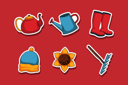 Set of Autumn Stickerのイラスト素材