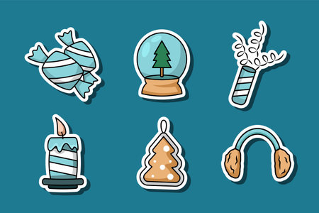 Set of Winter Stickerのイラスト素材