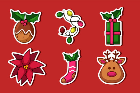 Christmas Holiday Sticker Collectionのイラスト素材