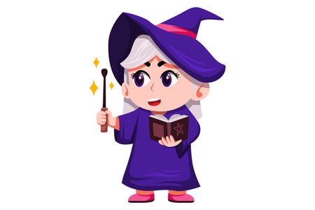 Cute Little Witch Characterのイラスト素材