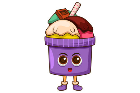 Cute Ice Cream Character Illustrationのイラスト素材