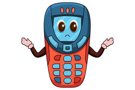 Cute Old Cellphone Characterのイラスト素材