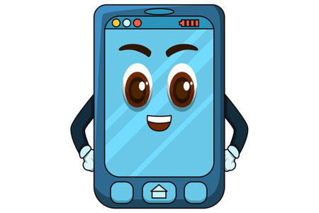 Cute Old Cellphone Characterのイラスト素材