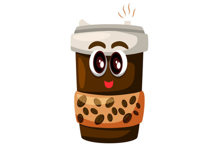 Cute Coffee Character Illustrationのイラスト素材