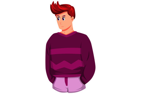 Young Man in Winter Clothes Character Illustration