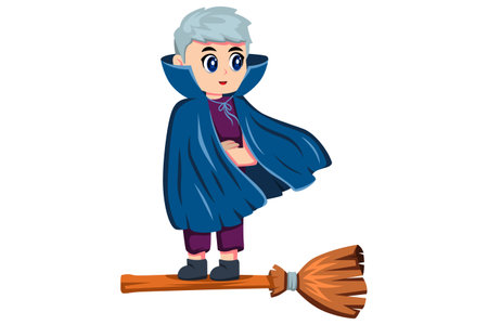 Cute Little Witch Character Illustrationのイラスト素材