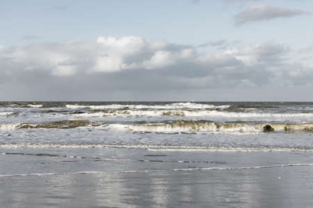 View of beach with big wave