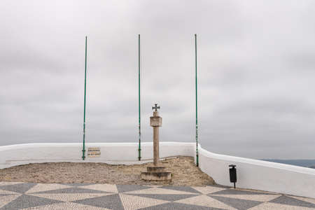 Nazare, Portugal - June 30, 2021: Cross next to the Memory Hermitage on the Miradoura do Suberco viewpointのeditorial素材