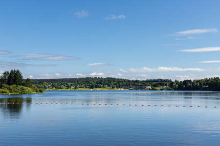 Butgenbach, Belgium - August 14, 2020: View of the the Stausee lake.のeditorial素材