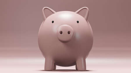 4K 3D Illustration Pink Piggy Save Bank in Pink Backgroundの写真素材