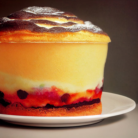 SoufflÃ© with powdered sugar toppingの写真素材