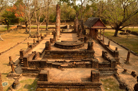 Photo of Sukhothai eratemple that already ruined left only in the picture  This photo take at Si Satchanalai Historical Park, Sukhothai ,Thailand  の写真素材
