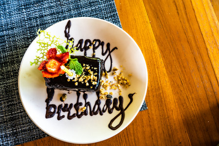 Happy Birthday Chocolate Cakeの写真素材