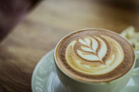 Hot Coffee Latte with color toneの写真素材