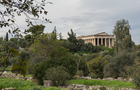 Temple of Hephaestus on top of the Agoraios Kolonos hill in Athensの写真素材
