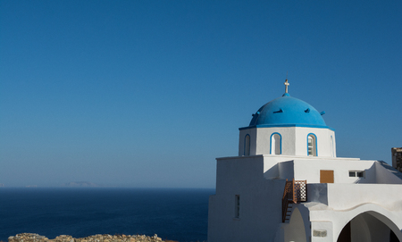 Greek orthodox church on Astypalea island staring the seaの写真素材