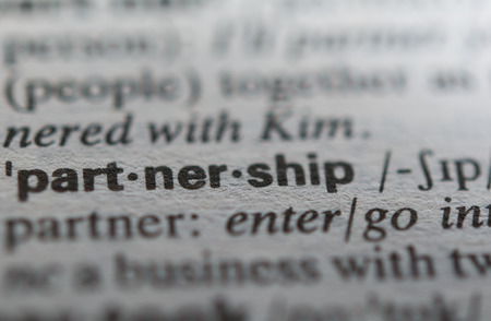 Definition of the word partnership, close upの写真素材