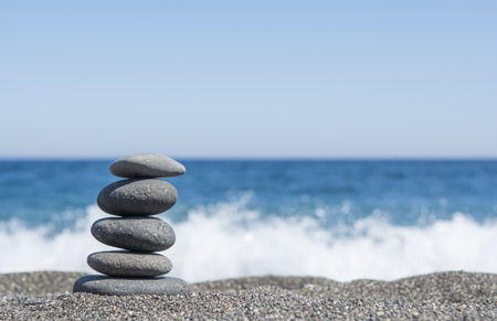 Balance stones on the beach. Selective focus