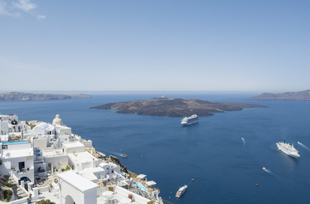 Beautiful travel destination, Fira town, Santorini island,  Greece.の写真素材