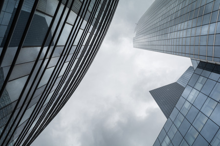 Futuristic financial and corporate district with skyscrapers from steel and glassの写真素材