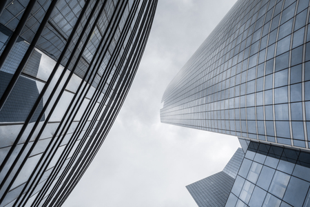 Futuristic financial and corporate district with skyscrapers from steel and glassの写真素材