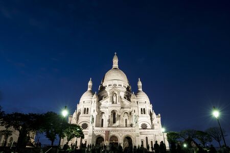 Basilica of SacrÃ©-Coeur in Montmartre at duskの写真素材